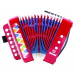 Acordeon de jucărie roșu cu 14 note și mâner cu curea, Svoora