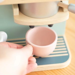 Aparat de cafea din lemn cu 21 de piese și capsule, joc de rol, UMU Toys