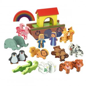 Arca lui Noe, calendar de Advent din lemn cu 24 de piese, Orange Tree Toys