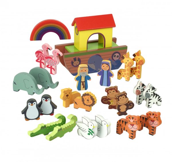 Arca lui Noe, calendar de Advent din lemn cu 24 de piese, Orange Tree Toys