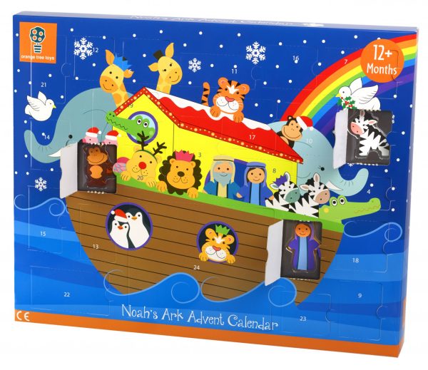 Arca lui Noe, calendar de Advent din lemn cu 24 de piese, Orange Tree Toys