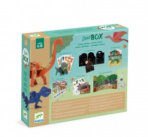 Atelier creativ cu dinozauri: pictură, răzuire, mozaic și scene 3D, 6 activități, Djeco
