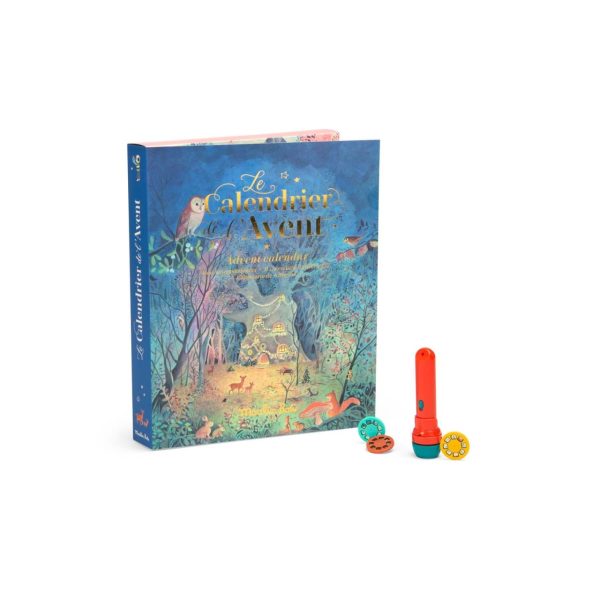Calendar de Advent cu lanternă proiector și 23 de discuri cu povești, Moulin Roty