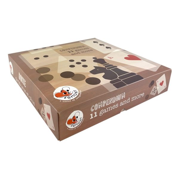 Compendiu cu 11 jocuri de societate clasice în cutie de lemn, Egmont Toys
