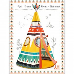 Cort tip indian Teepee pentru copii, cu ferestre și ușă, Djeco