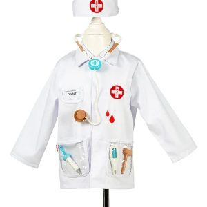 Costum de doctor cu jachetă din bumbac twill și accesorii din lemn, Souza!