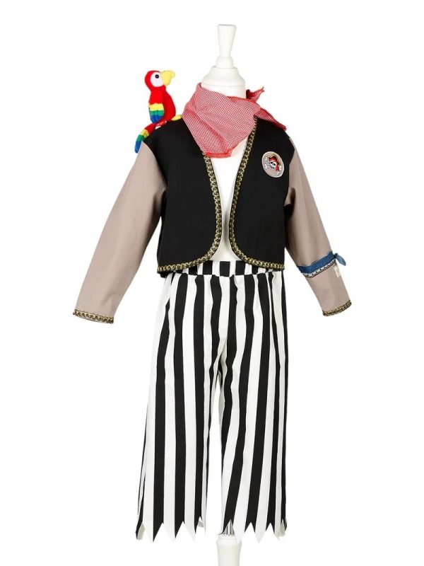 Costum de pirat cu 4 piese și papagal de pluș, Souza!