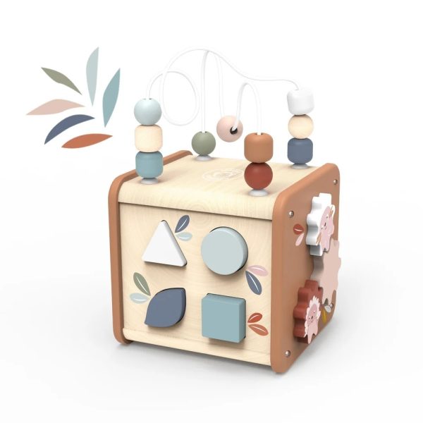 Cub educativ din lemn 5 în 1, cu sortator, puzzle și labirint, Speedy Monkey Cub educativ din lemn 5 în 1, cu sortator, puzzle și labirint, Speedy Monkey