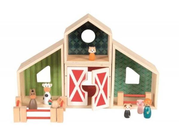 Fermă modulară din lemn, cu fermier și 6 animăluțe, Egmont Toys