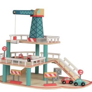 Garaj din lemn cu macara, 3 camioane și 2 mașini, Egmont Toys