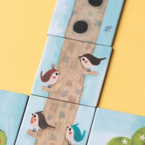 Joc de cooperare Zâna și vrăjitorul, cu planșă, figurine din lemn și zar, Londji
