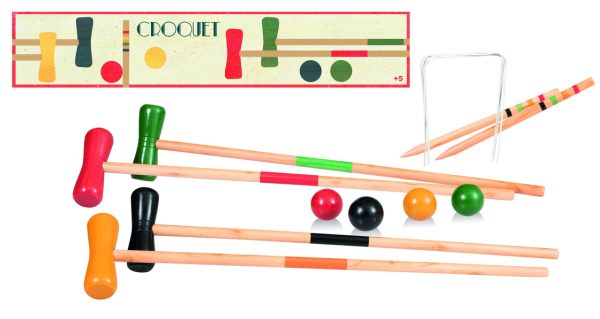 Joc de crochet din lemn, cu 4 ciocănașe, 4 bile și 10 porți, Egmont Toys