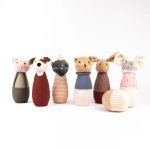 Joc de popice din textil moale, cu 5 personaje și minge, Egmont Toys