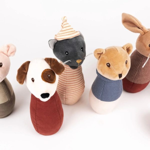 Joc de popice din textil moale, cu 5 personaje și minge, Egmont Toys