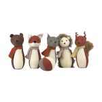 Joc de popice moi din textil cu clopoței, Animale din pădure, Egmont Toys
