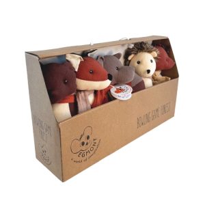 Joc de popice moi din textil cu clopoței, Animale din pădure, Egmont Toys