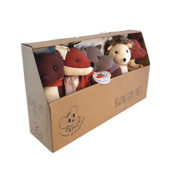 Joc de popice moi din textil cu clopoței, Animale din pădure, Egmont Toys