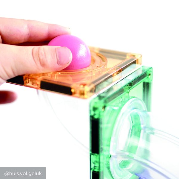 Joc magnetic de construcție cu circuit pentru bile, 70 piese pastel, Cleverclixx