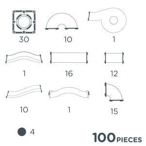 Joc magnetic de construcție cu circuit și bile luminoase, 100 de piese, Cleverclixx
