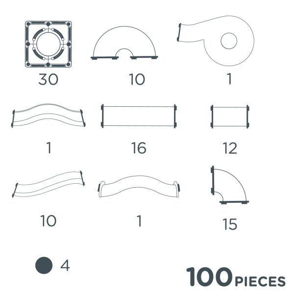 Joc magnetic de construcție cu circuit și bile luminoase, 100 de piese, Cleverclixx