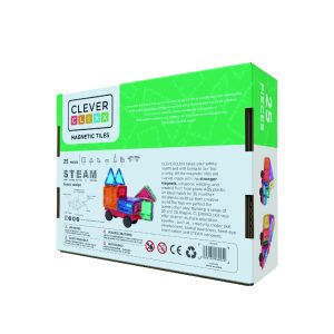 Joc magnetic de construcție cu roți pentru mașinuțe, 25 de piese, Cleverclixx