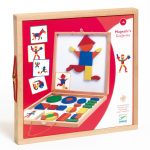 Joc magnetic de construcție din lemn, în servietă, cu 42 de piese, Djeco