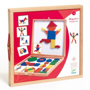Joc magnetic de construcție din lemn, în servietă, cu 42 de piese, Djeco