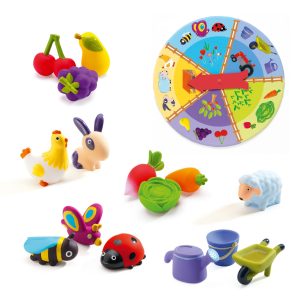 Joc tactil de loto cu figurine moi și ruletă, tema fermă, Djeco