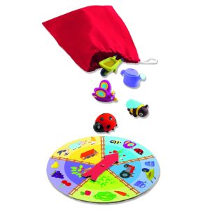 Joc tactil de loto cu figurine moi și ruletă, tema fermă, Djeco