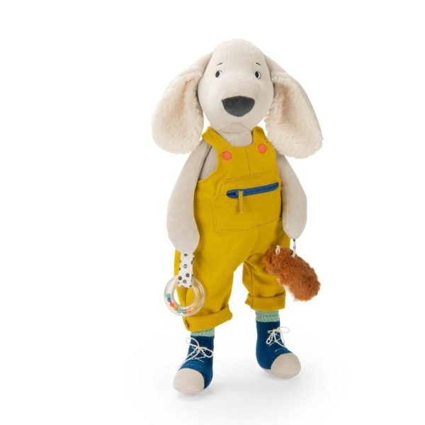 Jucărie senzorială cățelușul Pilou, cu activități pentru bebeluși, Moulin Roty