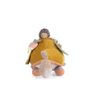 Jucărie senzorială țestoasă, din muselină și velur, cu oglindă, Moulin Roty