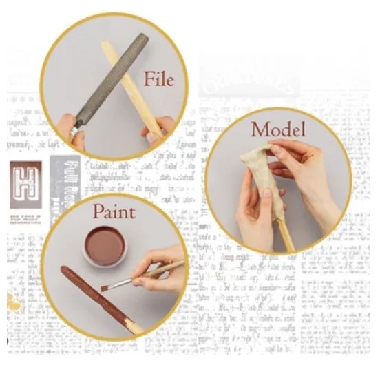 Kit creativ Harry Potter pentru baghete magice din lemn, lut și vopsea, Thames & Kosmos