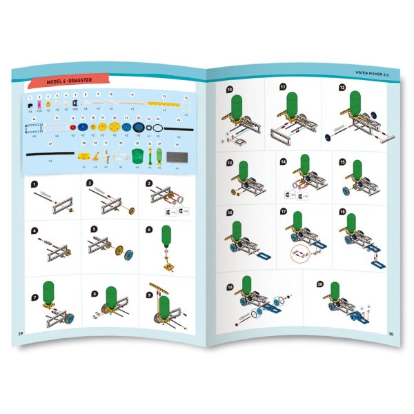 Kit STEM cu mecanisme propulsate cu apă și aer, 15 modele de construit, Gigo Toys