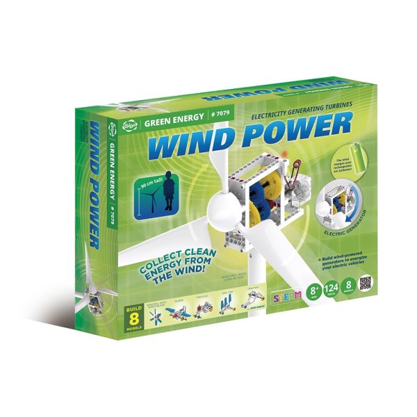 Kit STEM cu turbine eoliene, 124 de piese, LED și cutie de viteze, Gigo Toys