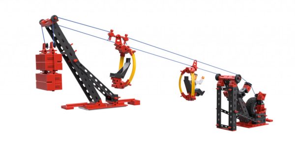 Kit STEM de construcție cu 3 modele de telecabină și 269 de piese, Fischertechnik