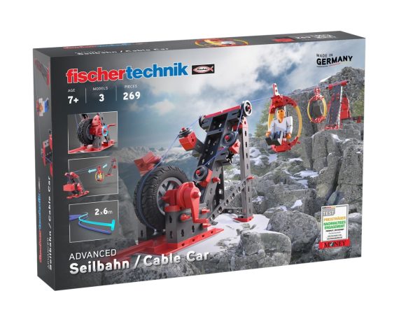 Kit STEM de construcție cu 3 modele de telecabină și 269 de piese, Fischertechnik