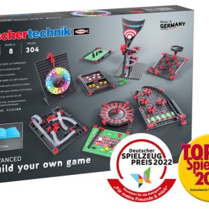 Kit STEM de construcție cu 304 piese și 8 jocuri de îndemânare, Fischertechnik