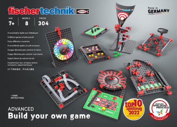 Kit STEM de construcție cu 304 piese și 8 jocuri de îndemânare, Fischertechnik