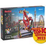 Kit STEM de construcție cu 4 atracții de parc de distracții, 360 de piese, Fischertechnik