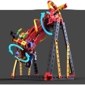 Kit STEM de construcție cu 4 atracții de parc de distracții, 360 de piese, Fischertechnik
