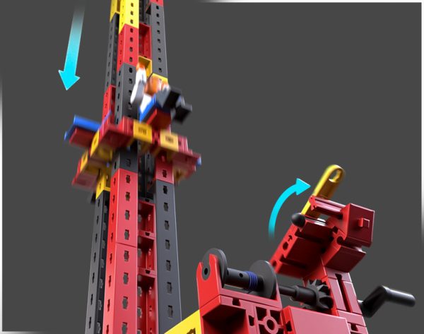 Kit STEM de construcție cu 4 atracții de parc de distracții, 360 de piese, Fischertechnik
