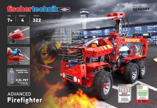 Kit STEM de construcție cu mașină de pompieri, 4 modele și 322 de piese, Fischertechnik