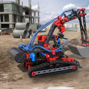 Kit STEM de construcție cu modele pneumatice, excavator și 200 de piese, Fischertechnik