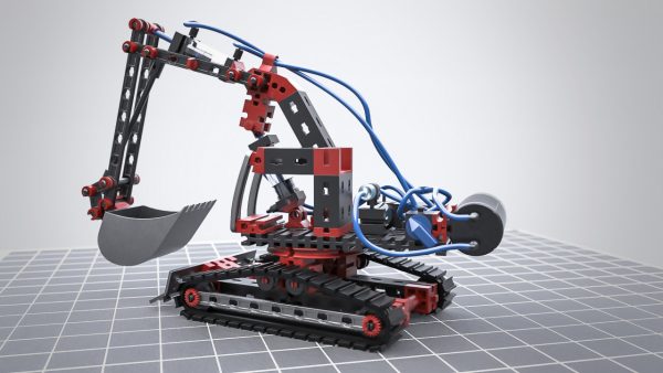 Kit STEM de construcție cu modele pneumatice, excavator și 200 de piese, Fischertechnik