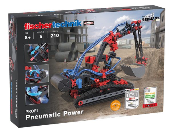 Kit STEM de construcție cu modele pneumatice, excavator și 200 de piese, Fischertechnik