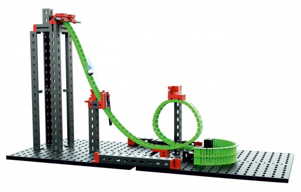 Kit STEM de construcție, cursă cu bilă metalică Dynamic L2, 780 de piese, Fischertechnik