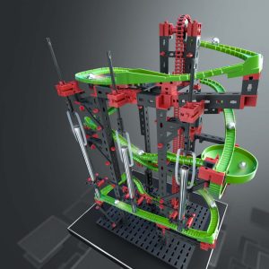 Kit STEM de construcție, cursă cu bilă metalică Dynamic M, 550 de piese, Fischertechnik