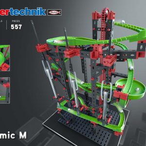 Kit STEM de construcție, cursă cu bilă metalică Dynamic M, 550 de piese, Fischertechnik