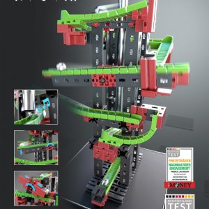 Kit STEM de construcție, cursă cu bilă metalică Dynamic S, 140 de piese, Fischertechnik