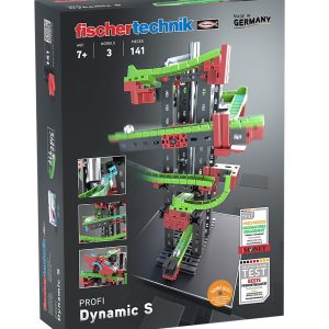 Kit STEM de construcție, cursă cu bilă metalică Dynamic S, 140 de piese, Fischertechnik